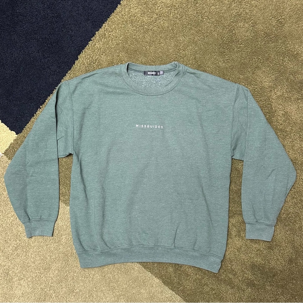 Missguided Sage Green Crew Neck Sweater Cozy Essential